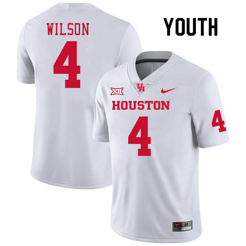 Youth #4 Jonah Wilson Houston Cougars College Football Jerseys Stitched-White